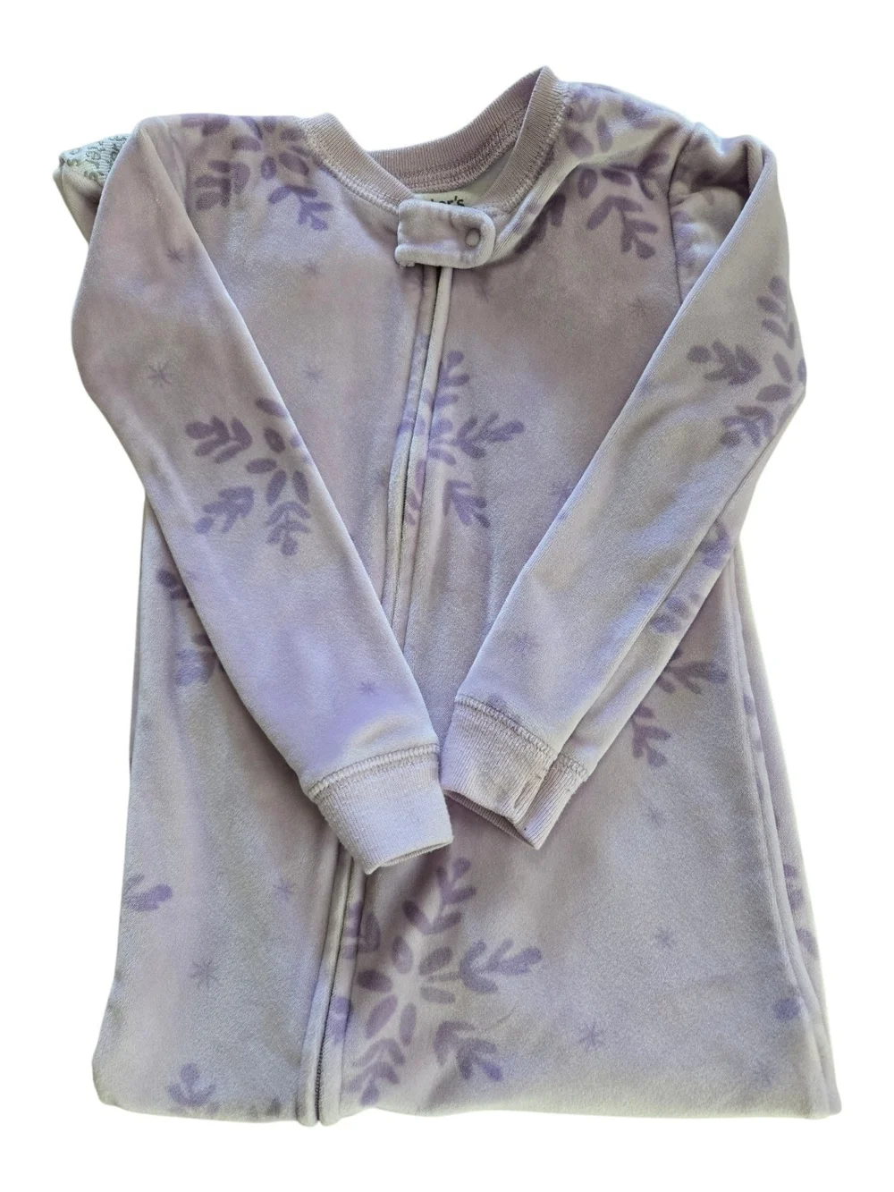 Carter's Girls Fleece Zip Sleep Footie Pajamas - Lavender and Pink/White Print